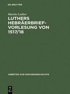 cover image of Luthers Hebräerbrief-Vorlesung von 1517/18